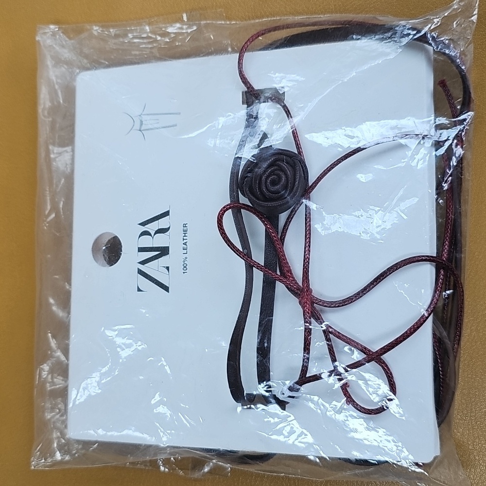 Zara NWT 100% leather double choker necklace - Picture 5 of 11